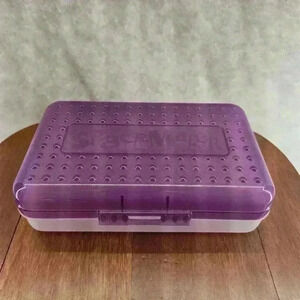 SpaceMaker Pencil Box Purple Lid Clear Base‎ 8.5"x5.25"x2.5" Retro Vintage 1990s